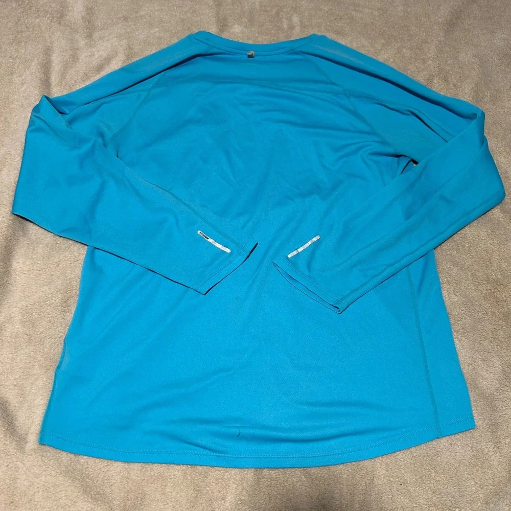 Nike Miler Running Shirt Mens Large Blue Dri-FIT Long Sleeve Athletic Top